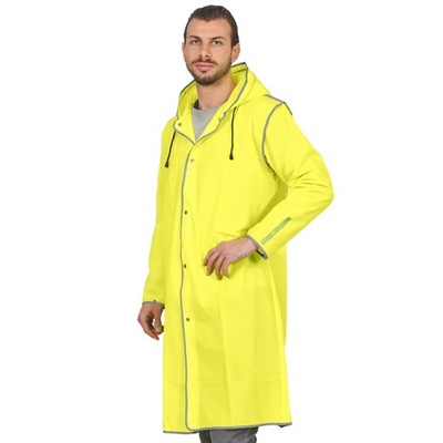 Peleryna poncho płaszcz przeciwdeszczowy żółty neonowy odblaskowy kaptur