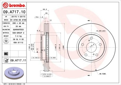 BREMBO 09.A717.11 ДИСК ТОРМОЗНОЙ