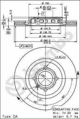 DISCO DE FRENADO VW PASSAT 88-93 1,8 G60  