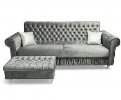 Kanapa Rozkładana Chesterfield z pojemnikiem