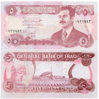 IRAK 5 Dinarów 1992 P-80c UNC