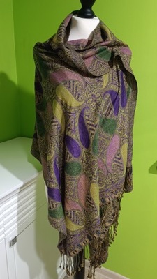 Chusta szal z frędzlami kolory pashmina 190x72