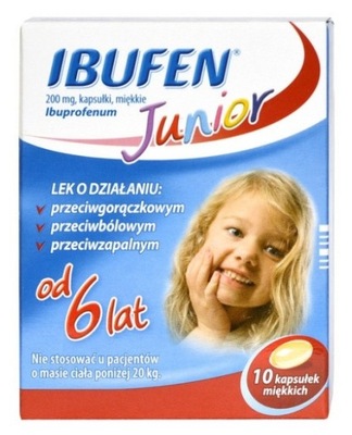 Ibufen Junior, dla dzieci od 6 lat 200mg, 10 kapsu