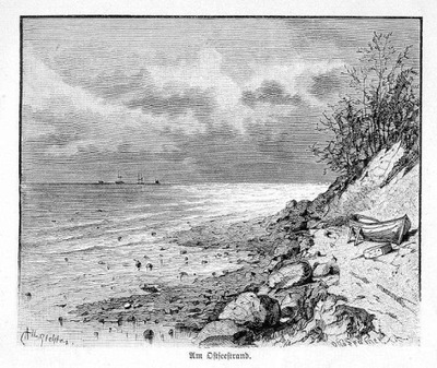 drzeworyt 1886 Bałtyk Ostsee, Am Ostseestrand