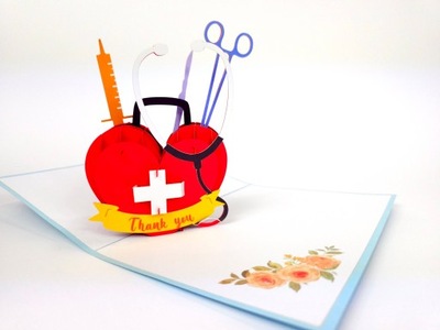 Kartka Okolicznościowa Kartki 3D pop up Zawody Medycyna Zdrowie serce