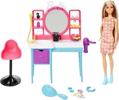 LALKA BARBIE Totally Hair SALON FRYZJERSKI z lalką