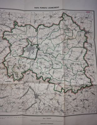 Mapa powiatu Legnickiego 1954 r Centralny Urząd Ge