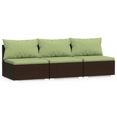 3-osobowa sofa ogrodowa z poduszkami, polirattan,