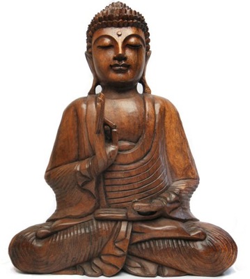 Rzeźba Medytujący BUDDA Figurka Drewno 50cm XL Rękodzieło