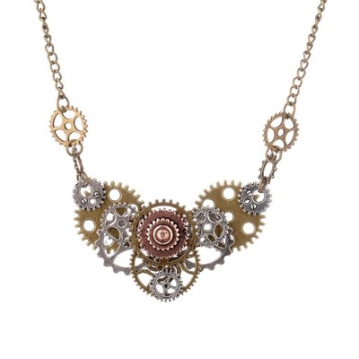 Gear Steampunk Pendant Necklace with