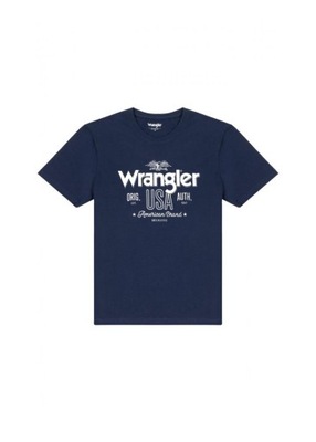 Koszulka T-shirt męski granatowy logo Wrangler S