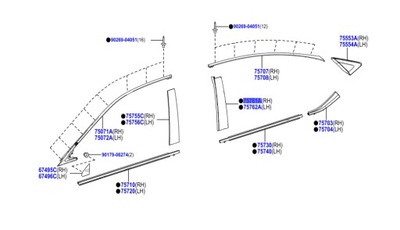 75761-33110 молдинг рамка правых задних дверь czarna с połyskiem lexus es фото №1