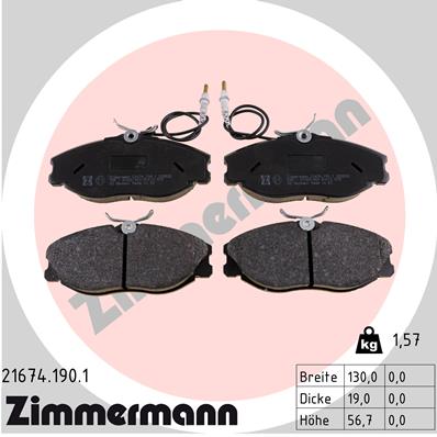 ZIMMERMANN 21674.190.1 КОЛОДКИ ТОРМОЗНЫЕ