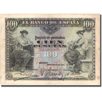 Banknot, Hiszpania, 100 Pesetas, 1906, 1906-06-30,