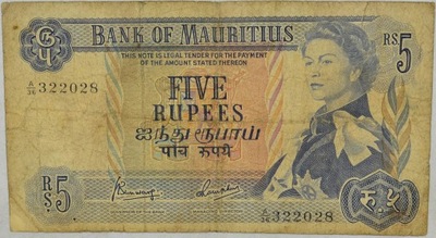 15.Mauritius, 5 Rupii 1967, P.30.c, St.3-