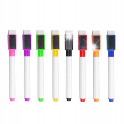 ZESTAW MAGNETYCZNYCH PISAKÓW DO TABLICY KOLOROWE MARKERY WBUDOWANY GUMEK