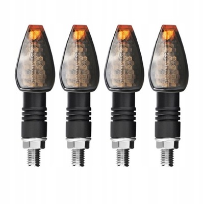 4szt Kierunkowskazy Motocyklowe Czarne Dymione LED