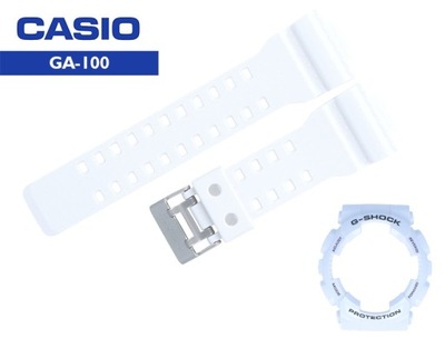 KOMPLET Pasek do zegarka CASIO GA-100 biały i Bezel ORYGINAŁ