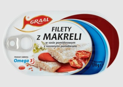 FILETY Z MAKRELI Z SUSZONYMI POMIDORAMI 170g GRAAL