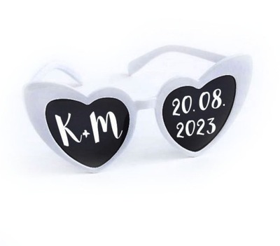 Białe okulary z napisami na wesele HIT ŚLUBNY 2023