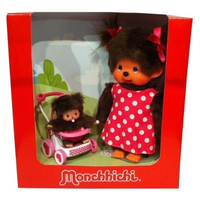 Monchhichi 254930 Małpka Matka z dzieckiem w wózku