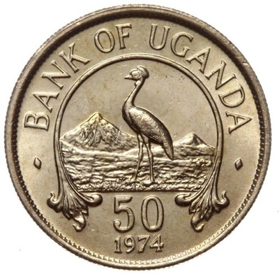 Uganda - moneta - 50 Centów 1974 - Bank of Uganda - MENNICZA UNC - RZADKA !