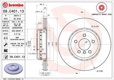 ДИСК ГАЛЬМІВНИЙ BREMBO 09.C401.13