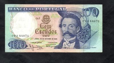 BANKNOT PORTUGALIA -- 100 ESCUDOS -- 1965 rok