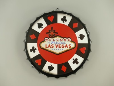 BLASZANY SZYLD - WELCOME LAS VEGAS KARTY CASINO 3D