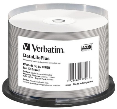 DVD+R DL Verbatim 8,5GB x8 c50 Thermal Print 43754