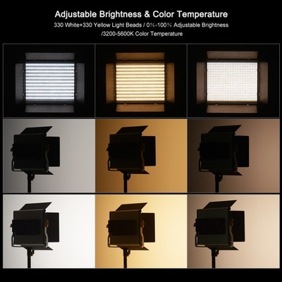 Andoer Professional LED Video Light Dimmable 660 LED Bulbs dwolorowy EK