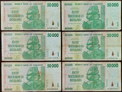 #008. Banknot Zimbabwe 50000$ 2008r. Seria AA Obiegowy