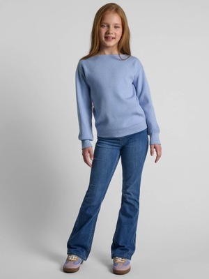 Sweter Dziewczęcy z dekoltem w łódkę Niebieski MINOTI R 110