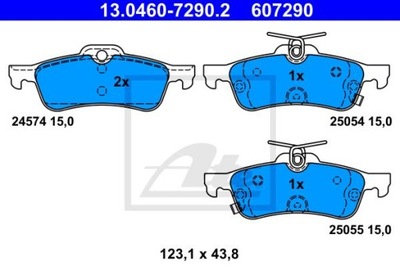 ATE 13.0460-7290.2 ZAPATAS DE FRENADO PARTE TRASERA HONDA CIVIC 2012-  