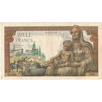 Francja, 1000 Francs, Déesse Déméter, 1943, S.3132
