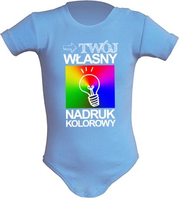 Niebieskie Body WŁASNYM nadrukiem Grafiką 86 (12m)