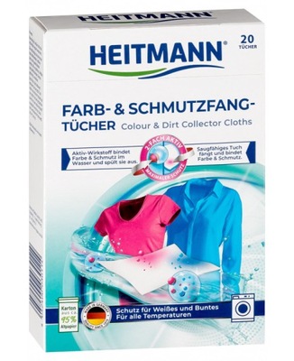 Chusteczki wyłapujące kolor Heitmann 20 szt.