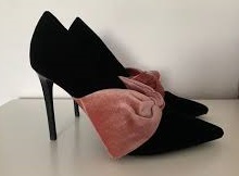 STRADIVARIUS CZARNE CZÓŁENKA SZPILKI Z KOKARDĄ 37