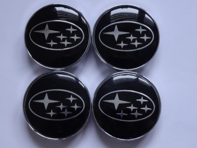 4 PIEZAS TAPACUBOS DEKLE EMBLEMATY PARA DISCOS SUBARU 60 MM NEGRAS  