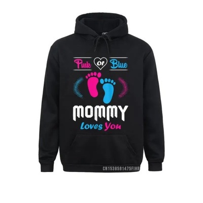 Bluza Womens Pregnancy Announcement Pink Or Blue Mommy Loves Hoodie