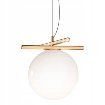 Lampa wisząca szklana biała kula