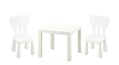 IKEA Zestaw LACK Stolik biały + MAMMUT 2x Krzesełko biały