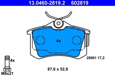 КОЛОДКИ ДИСКОВЫЕ ТОРМОЗНОЕ VW ЗАД SHARAN 1,8-2,8 95-10 13.0460-2819.2 фото