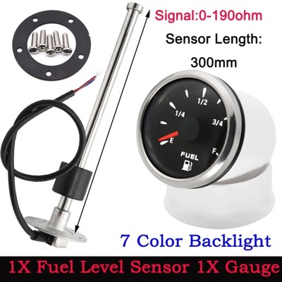 52MM FUEL LEVEL GAUGE WITH 100-550MM FUEL LEVEL SENSOR 7 COLOR MARIN~72964  