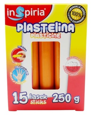 Plastelina szkolna POMARAŃCZOWA 15 lasek 250g Inspiria 9882