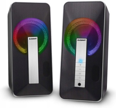Elegiant SR300 głośniki komputerowe 10W Bluetooth LED RGB AUX czarne PC USB