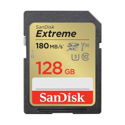 KARTA PAMIĘCI SANDISK EXTREME SDXC 128 C10 V30 UHS-I U3 SZYBKA 180 MB/S