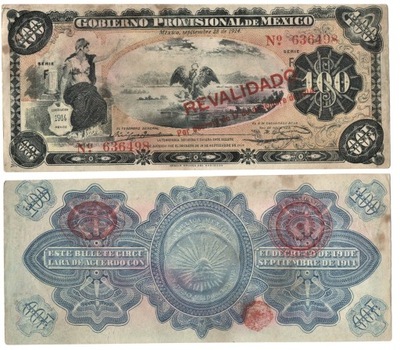 MEKSYK 100 PESO 1914 Rewolucja