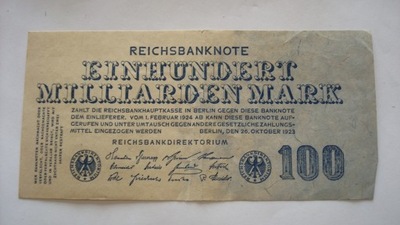 Banknot NIEMCY, 100 MILIARDÓW MAREK 1923