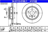 ATE ДИСК ТОРМОЗНОЙ ЗАДНИЙ 268X12 P OPEL ASTRA J 09-/J 10-/J 12-